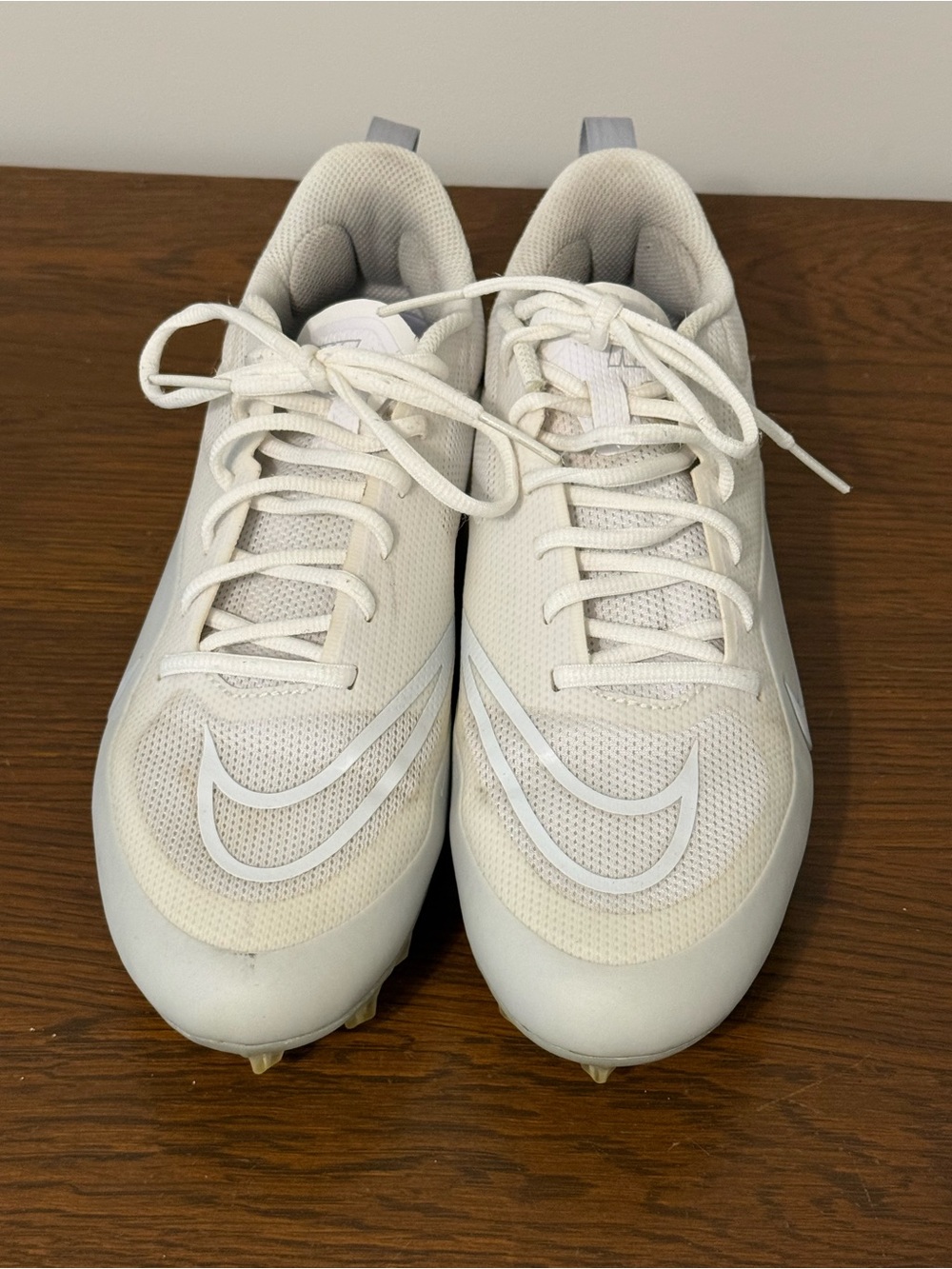 Nike Alpha Huarache Cleats White and Light Gray Mesh Athletic Cleats size 9.5